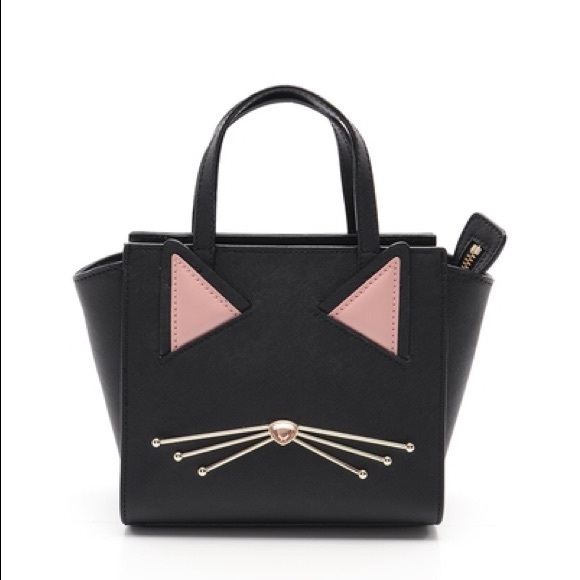 NWT KATE SPADE Small Black Cat Mini Hayden Purse - Picture 4 of 8